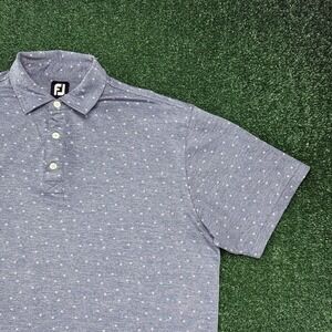FJ Footjoy Golf Men's Short Sleeve Polo Shirt Size XL Blue Floral Print